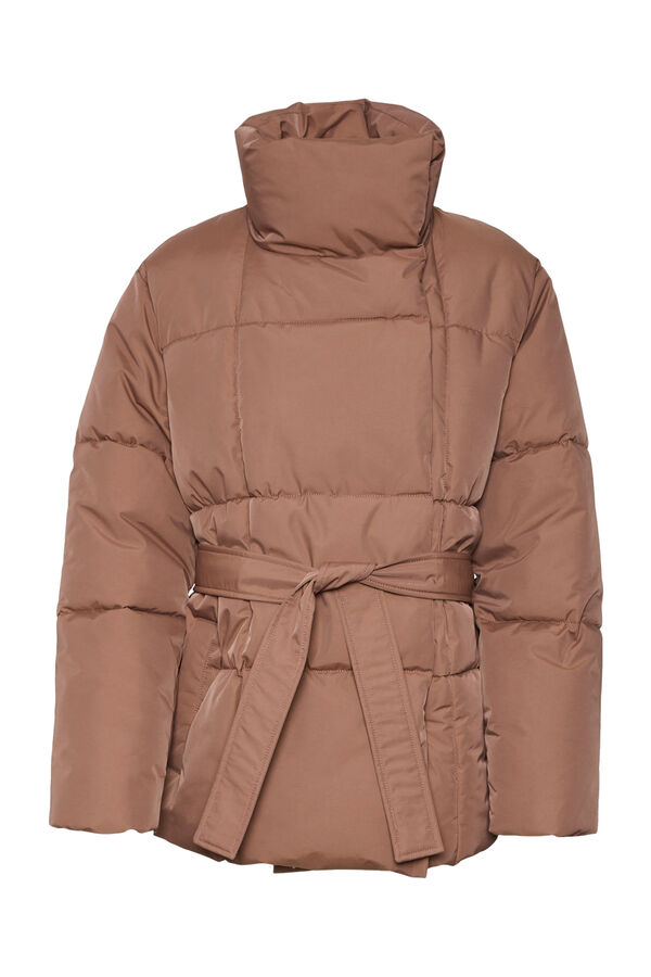 Cortefiel Short puffer jacket with belt  Brown