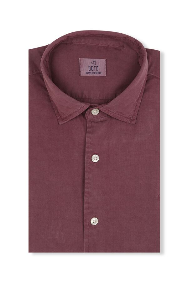 OOTO Plain twill tencel cotton shirt Maroon
