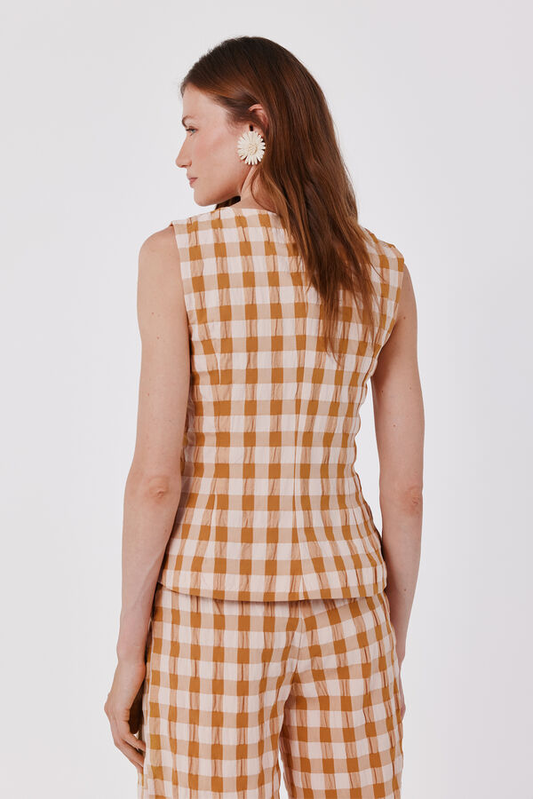 Cortefiel Top cuadros Vichy Estampado amarillo