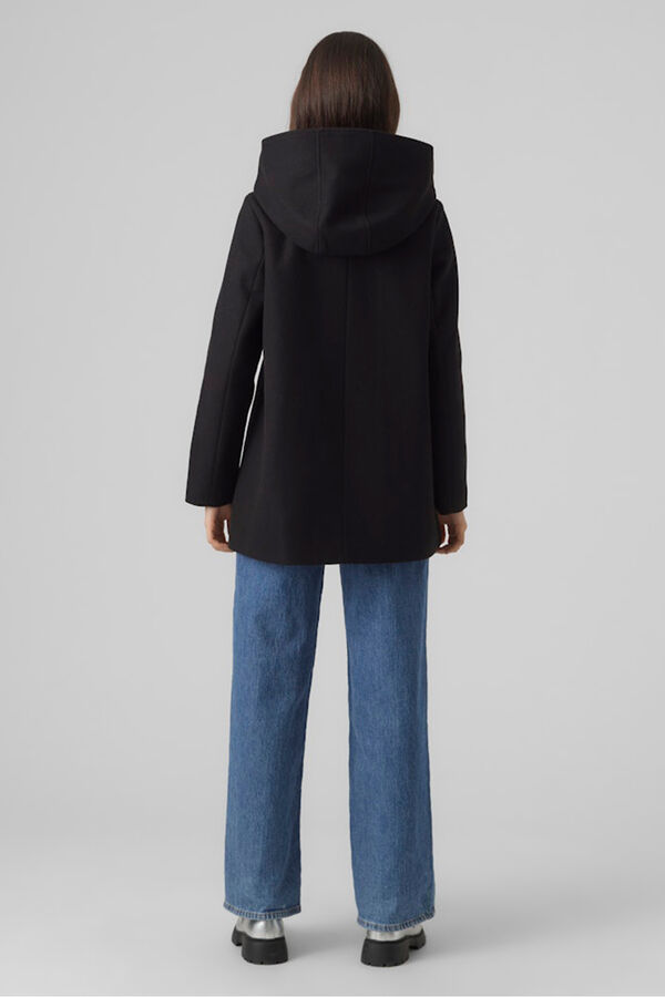 Vero Moda Sobretudo de tecido feminino com capuz Preto