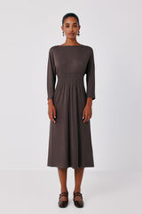 Cortefiel Pleated dress Beige