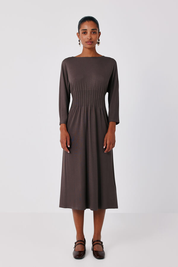 Cortefiel Pleated dress Beige