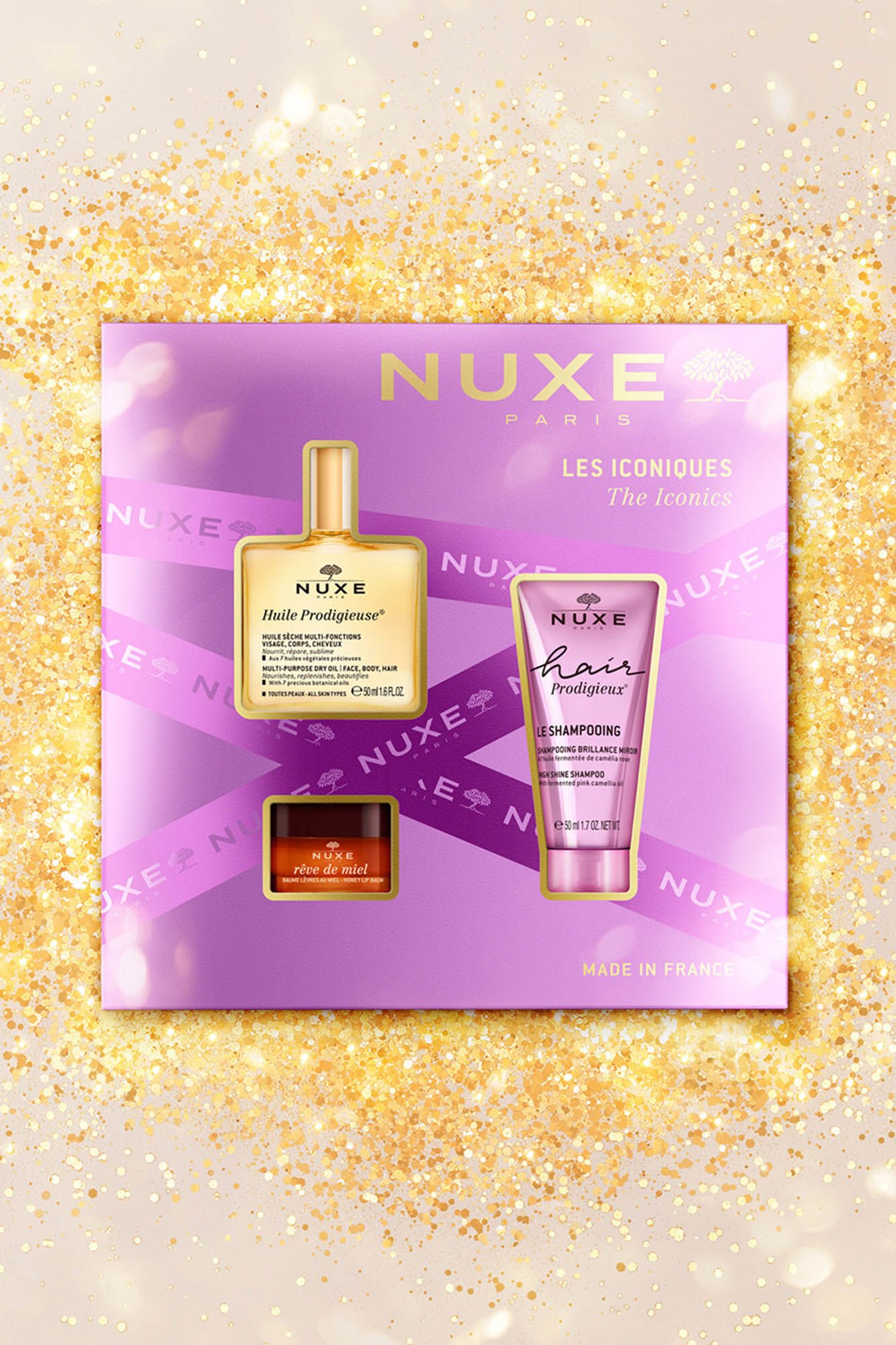 Nuxe NUXE COFRE REGALO BEST SELLERS - HUILE PRODIGIEUSE + CHAMP&Uacute; +REVE THE MIEL LABIOS