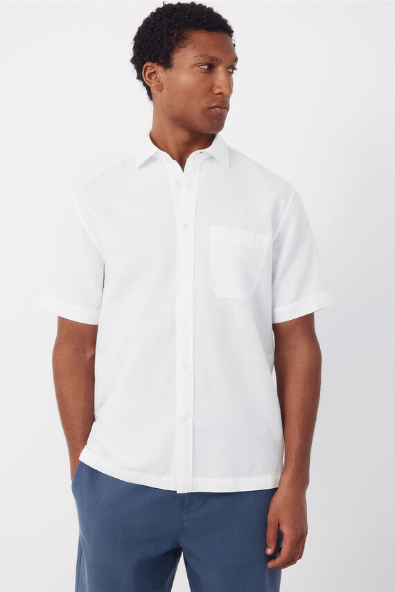 Camisa algodón lino lisa manga corta
