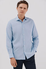 Cortefiel Easy-iron striped dress shirt Blue