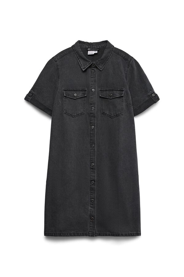 Vero Moda Vestido corto de manga corta denim Negro