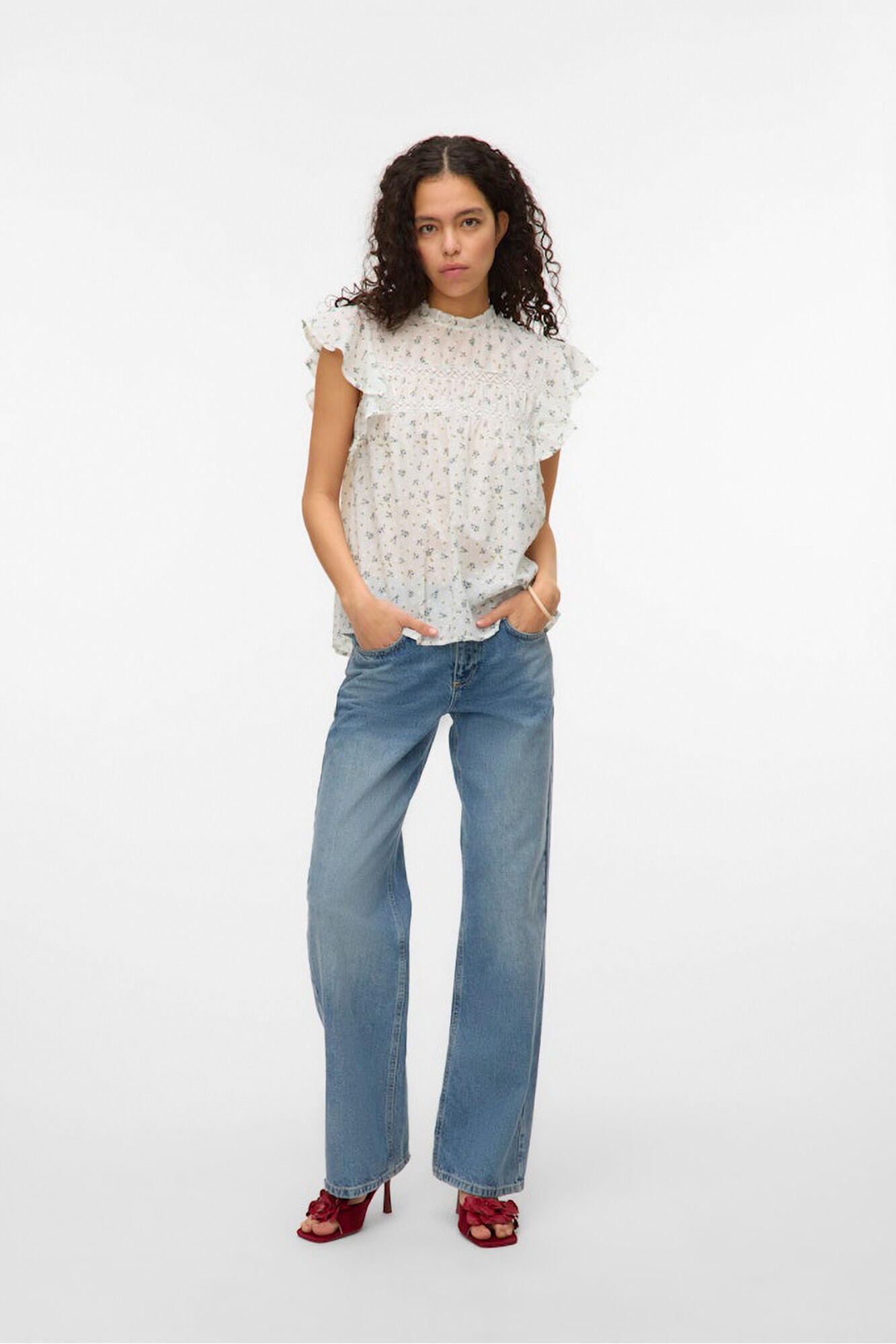 Vero Moda Blusa fluida de gola redonda