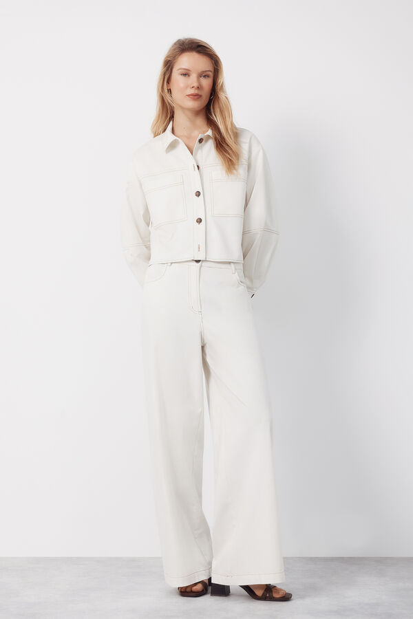 Cortefiel Soft palazzo jeans Ivory