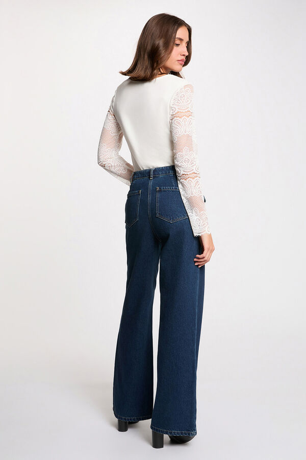 Morgan T-shirt de renda de manga comprida Branco