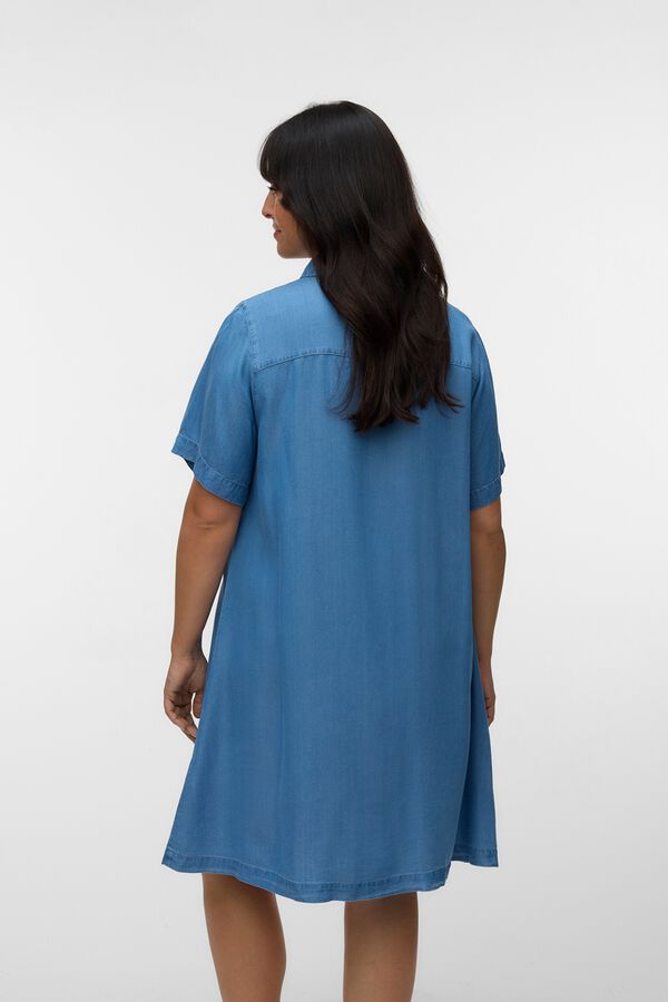 Vero Moda Curve Vestido curto em Tencel tamanho grande Azul