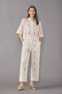 Cortefiel Contrast embroidered trousers Beige