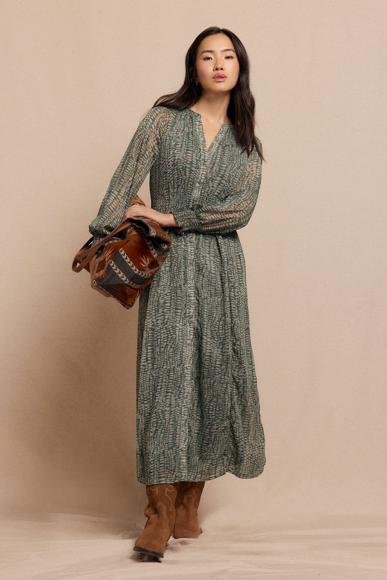 Slowlove Vestido estampado flu&iacute;do