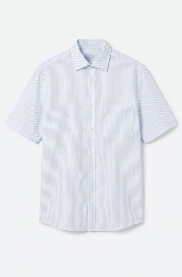 Cortefiel Striped short sleeve shirt Blue