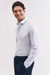 Cortefiel Striped cotton shirt Blue