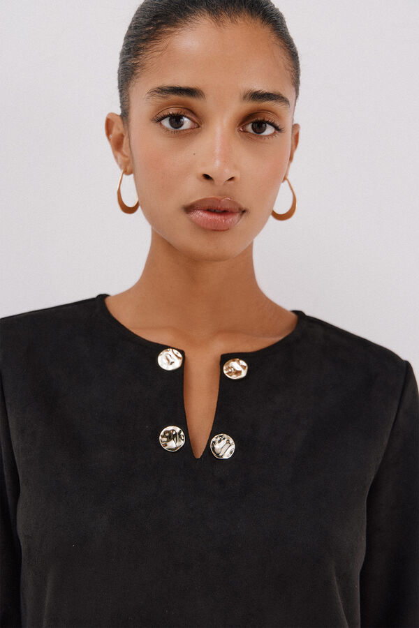 Cortefiel Suede dress Black