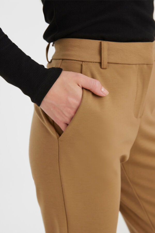 Cortefiel Long jersey-knit trousers Brown