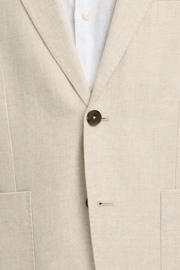 Selected Linen jacket with flap Beige