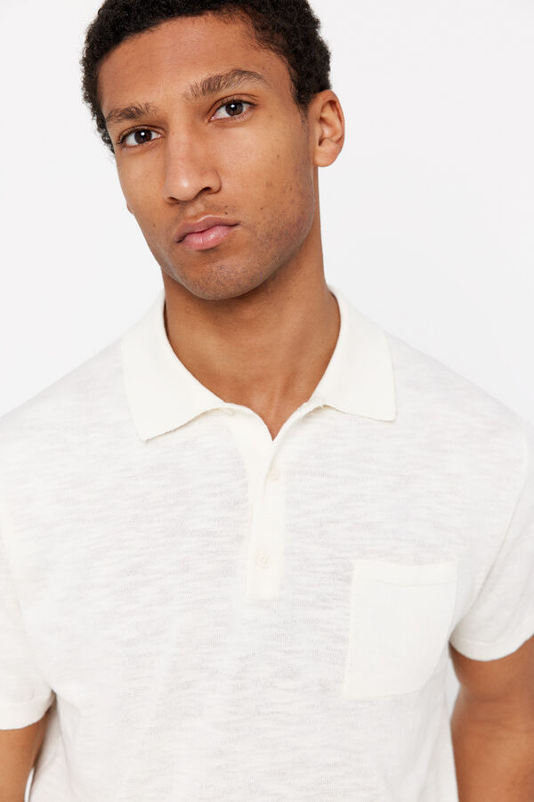 Cortefiel Short-sleeved jersey polo shirt Ivory
