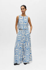 Object Pantal&oacute;n ancho fluido estampado Azul