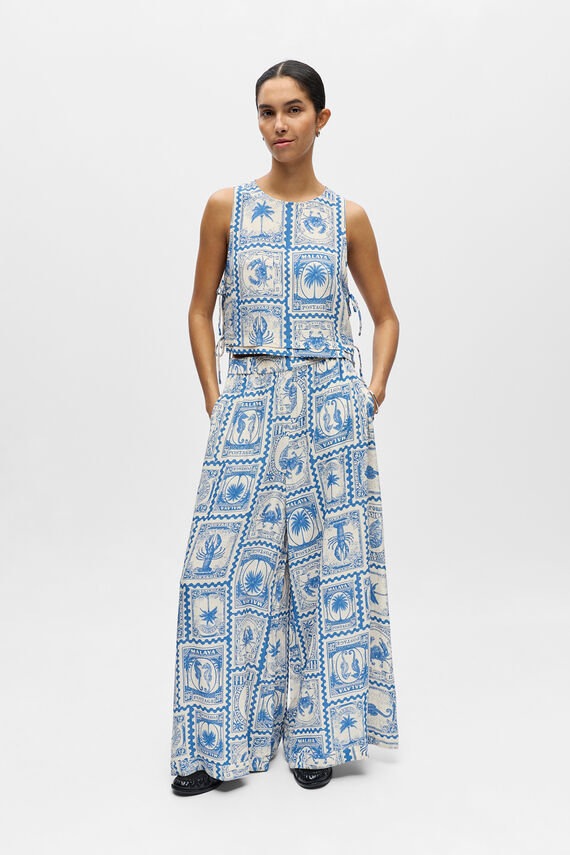 Pantalón ancho fluido estampado