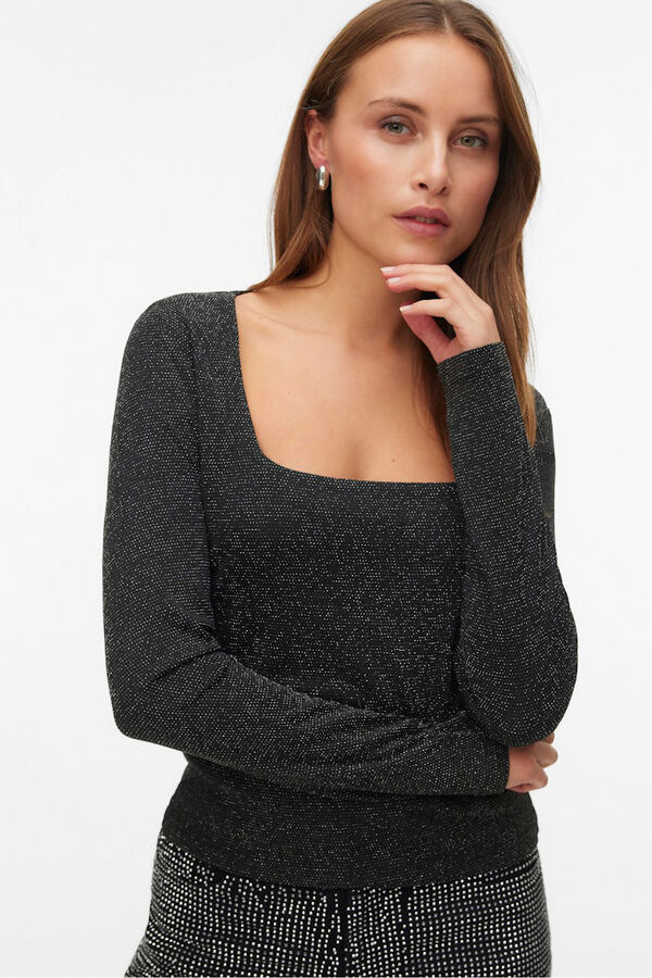 Vero Moda Top de manga comprida com manga quadrado Preto