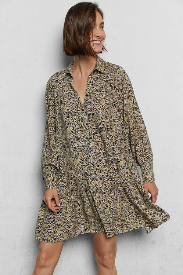 Cortefiel Sustainable fabric shirt dress Printed brown