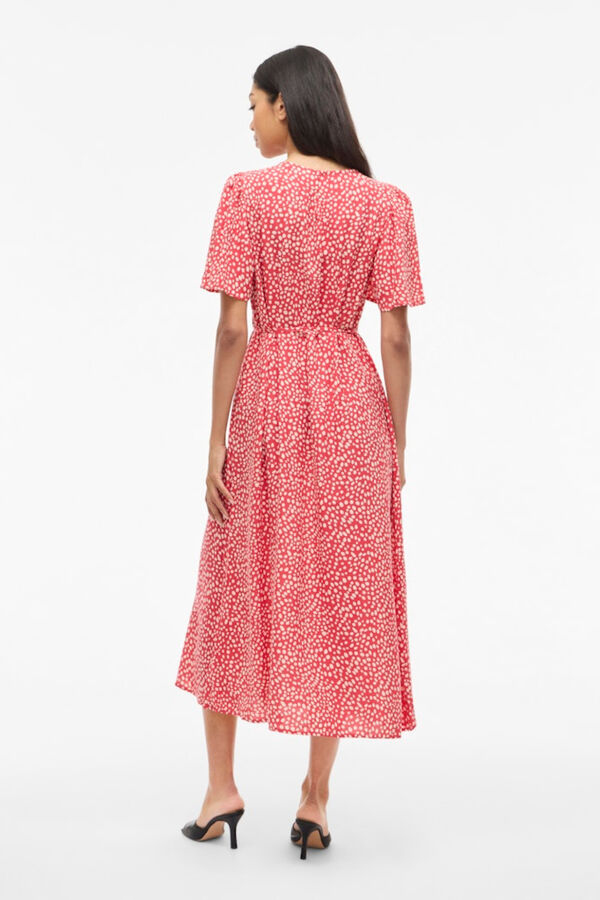 Vila Viscose short sleeve midi dress Printed red