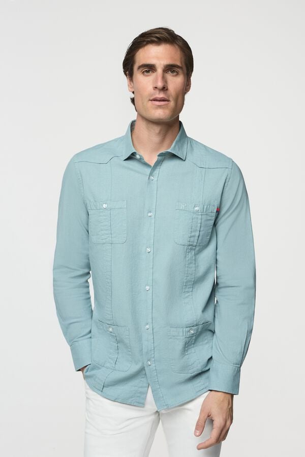 Williot Camisa Guayabera Turquesa