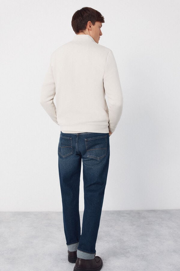 Cortefiel Cardig&atilde; de tecido combinada Tostado