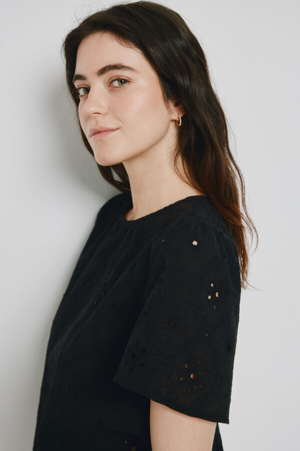 Vero Moda Short sleeve top with openwork lace Black