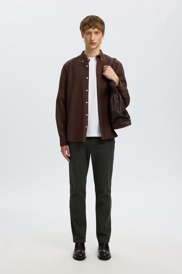 Selected Camisa regular fit Castanho