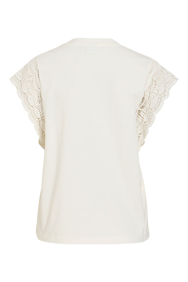 Vila T-shirt com renda nas mangas Branco