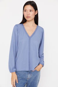 Cortefiel Lace trim comfort blouse Blue