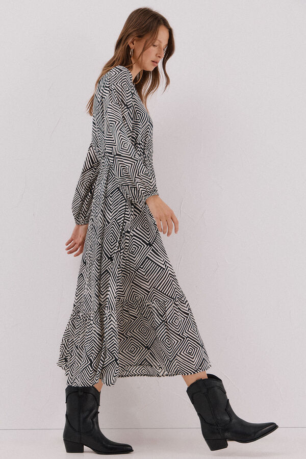 Cortefiel Printed dress Printed white