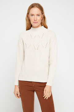 Cortefiel Sustainable textured jumper Ecru