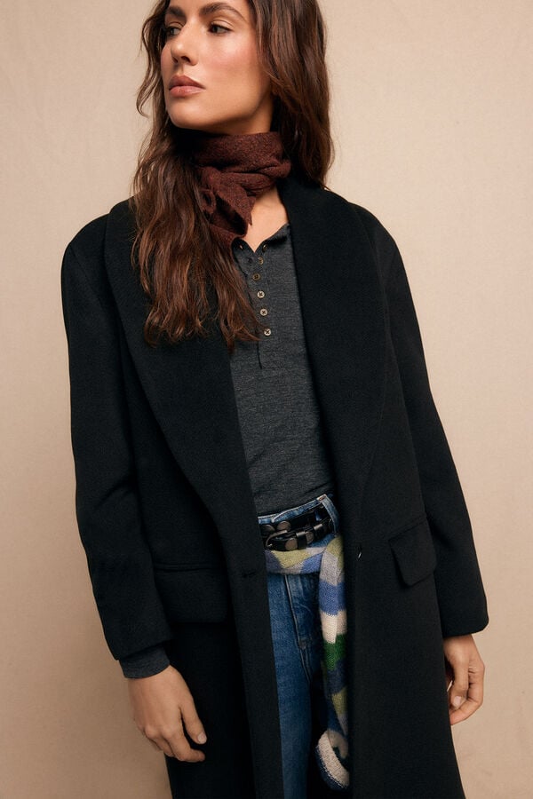Slowlove Sobretudo longo com gola xale Preto