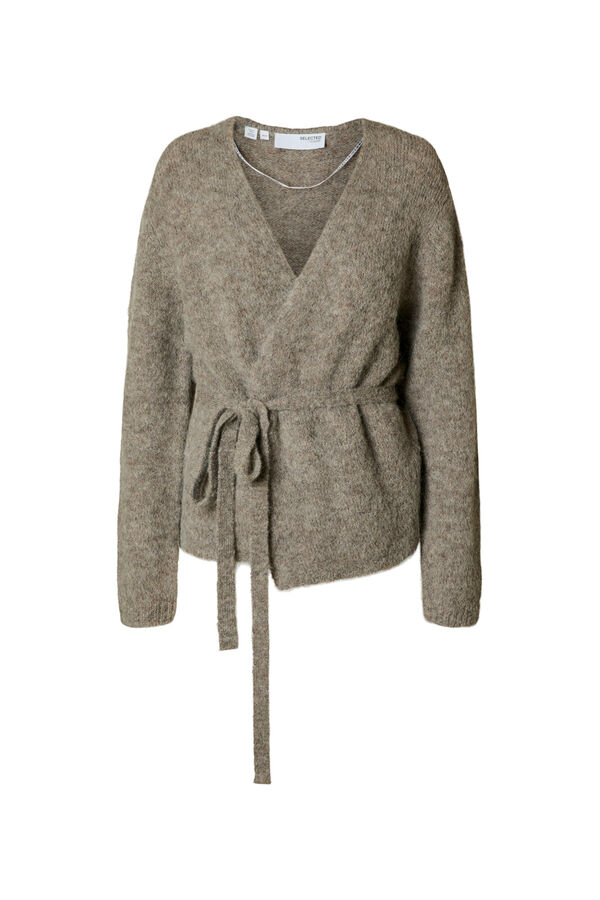 Selected Casaco de malha de alpaca com laçada Cinzento