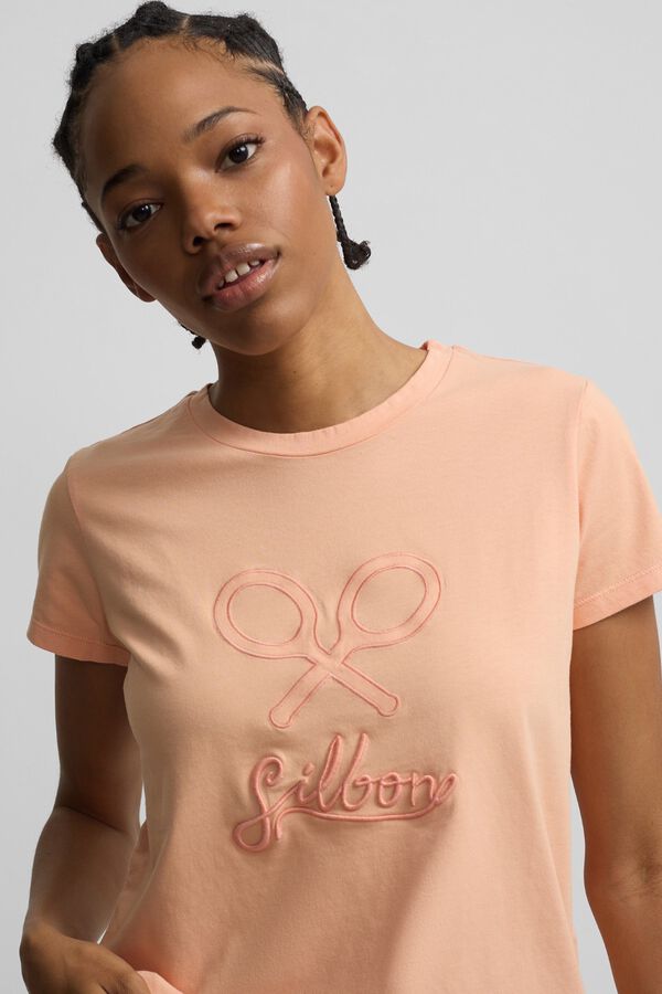 Silbon T-shirt feminina cl&aacute;ssica Laranja