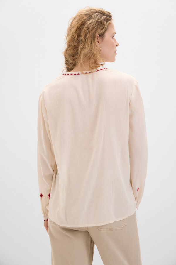 Cortefiel Geometric embroidery blouse White