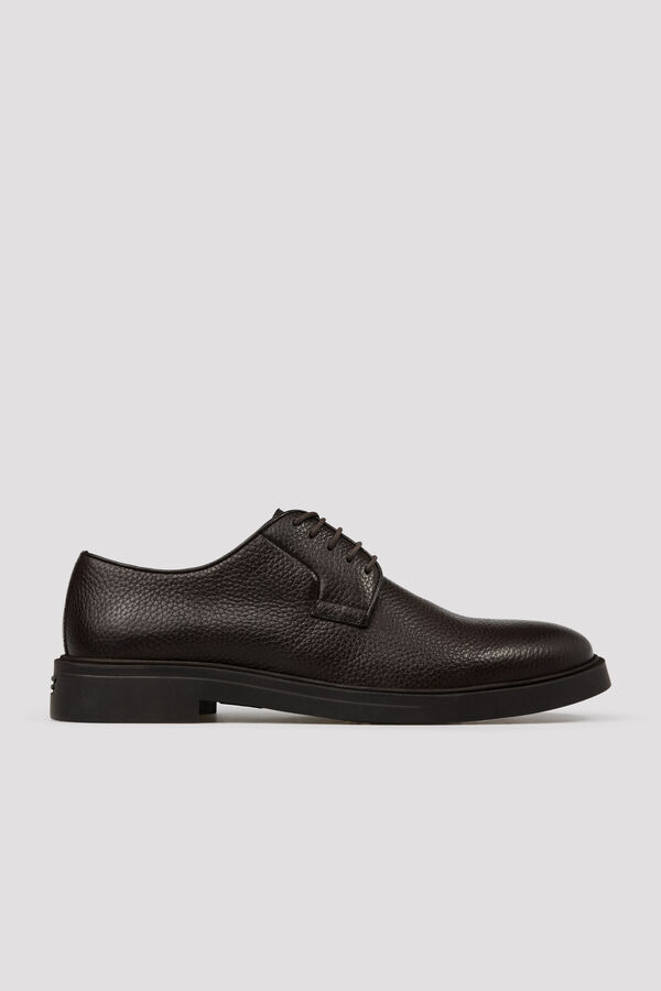 Cortefiel Leather lace-up shoes Dark brown