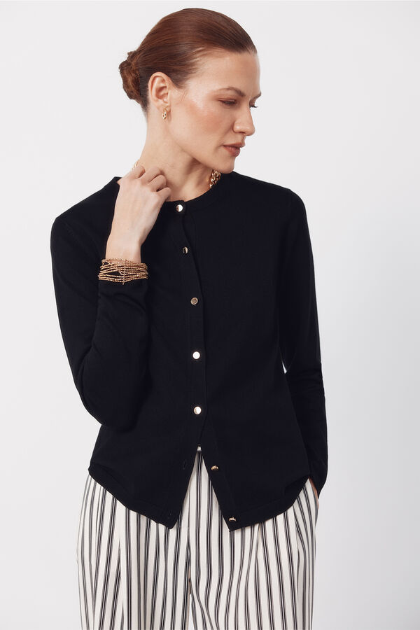 Cortefiel Jersey-knit basic jacket Black