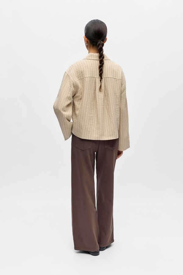 Object Blazer leve &agrave;s riscas Tostado