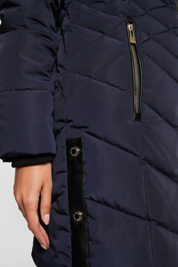 Cortefiel Long down jacket with hood Navy