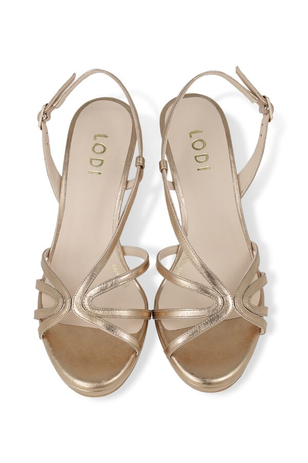 Lodi Sand&aacute;lias de salto em pele lisa Dourado