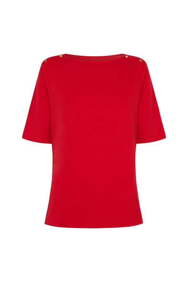 Cortefiel Essential boat neck T-shirt Red