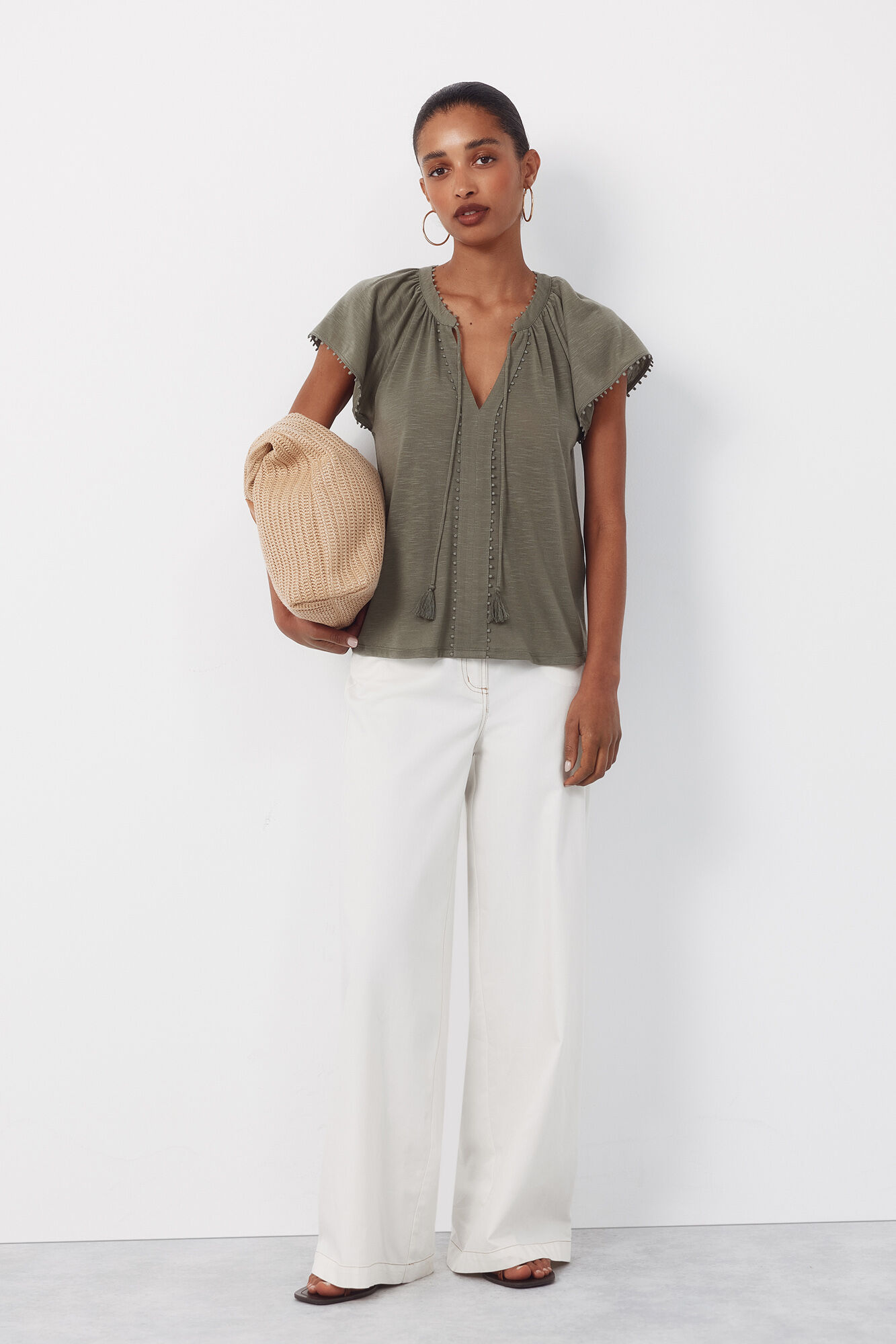 Cortefiel Camiseta fluida pasamanerias