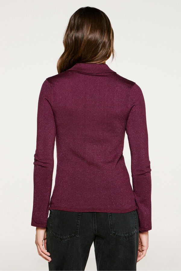 Selected Camisola polo de manga comprida com glitter Roxo