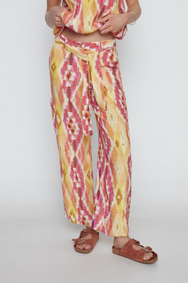 Cortefiel Printed cargo trousers Printed red