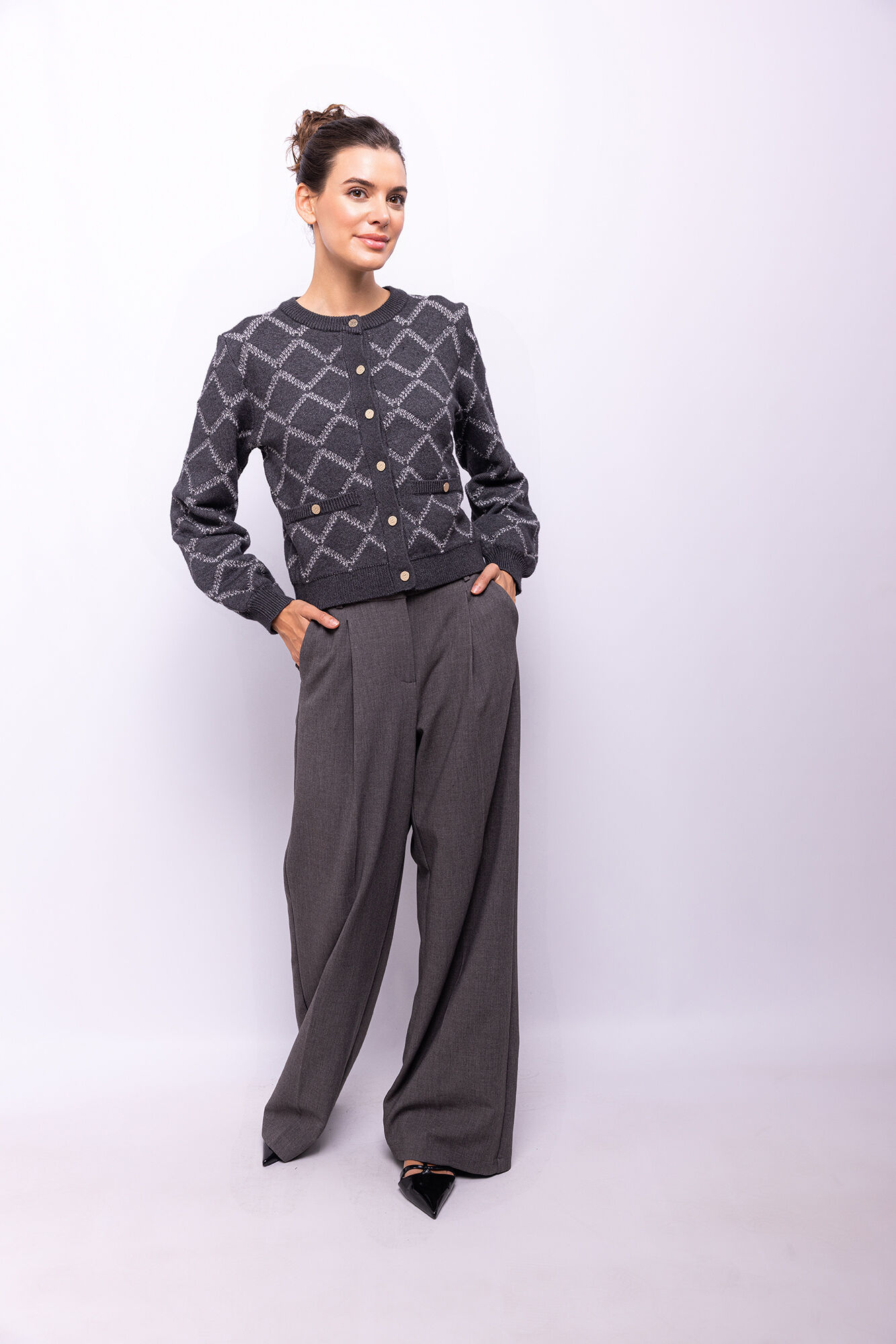 Object Cardigan com malha diamante