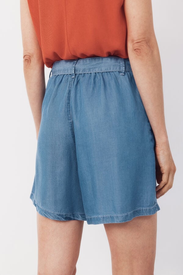 Cortefiel Tencel fluid Bermuda shorts Blue